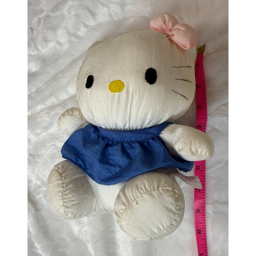 Vintage Early 90’s Sanrio Hello Kitty Plush Toy Shiny Nylon Blue Dress 9 inches - Picture 13 of 14